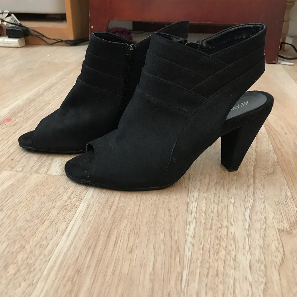 Black open toe high heels